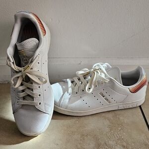 Adidas White Sneakers with Red Detail